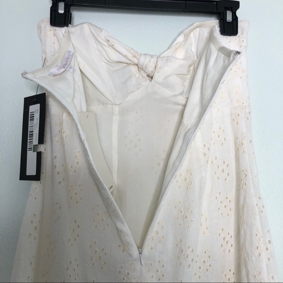 Olivaceous Eyelet Lace Mini Dress Sleeveless Ruffle - Picture 7 of 15